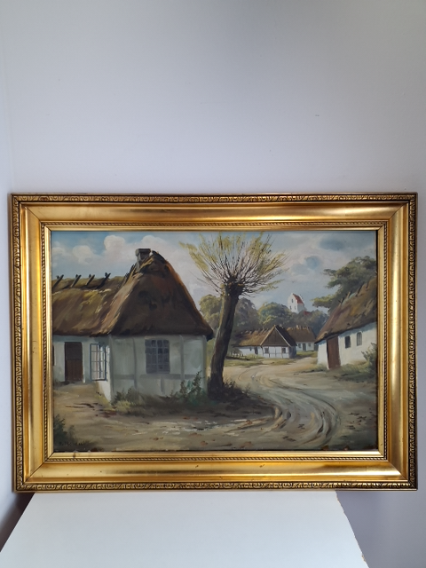 Maleri: Gammel dansk landsby